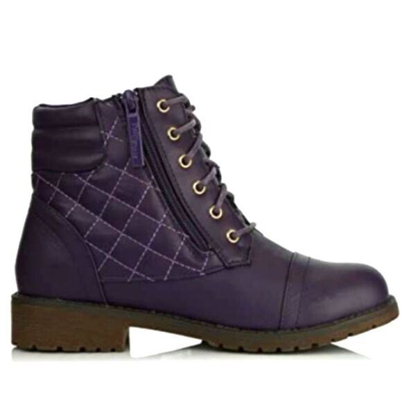 DAILY SHOE GOLD ZIP CLOSURE LACE UP KIDS BOOT - Picture 1 of 16